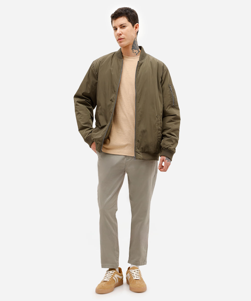 calça chino carrot de sarja masculina verde