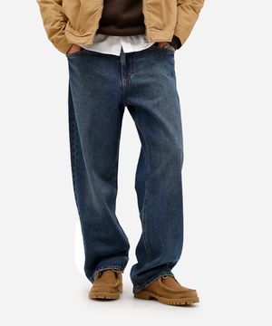 calça baggy masculina jeans dirty azul