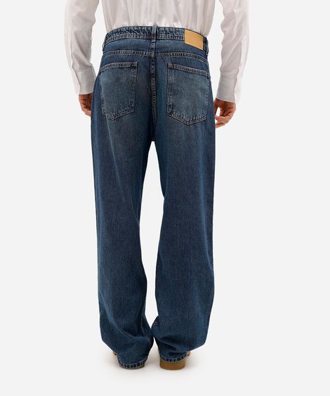 calça baggy masculina jeans dirty azul
