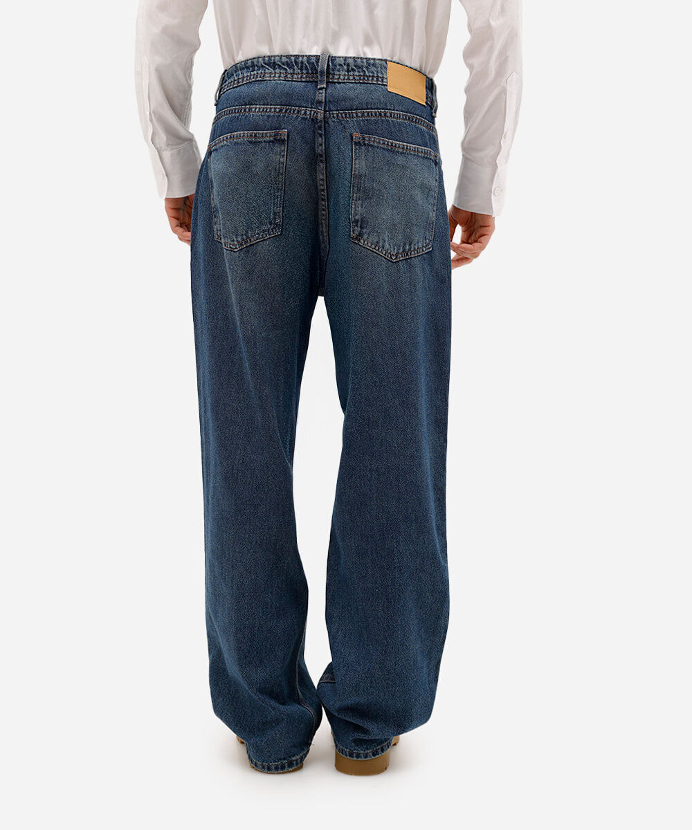 calça baggy masculina jeans dirty azul