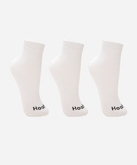 kit de 3 pares de meias cano médio branco