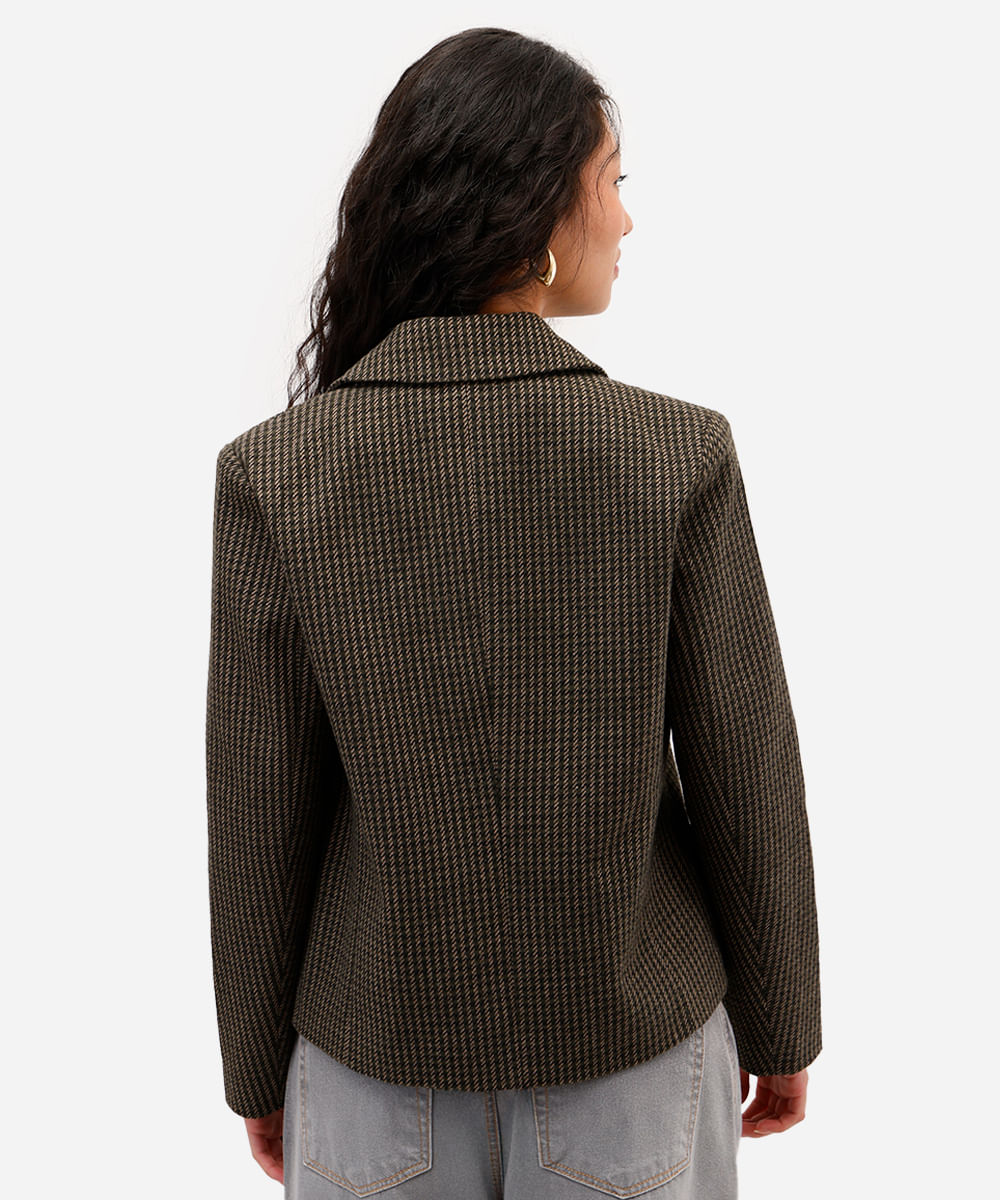 blazer de alfaiataria feminino xadrez marrom