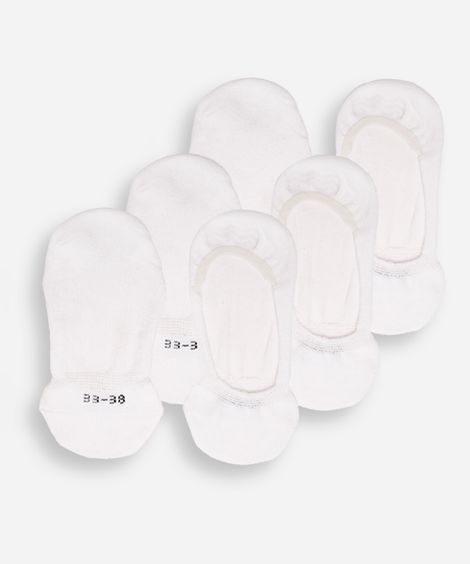 kit de 3 pares de meias femininas invisíveis branco