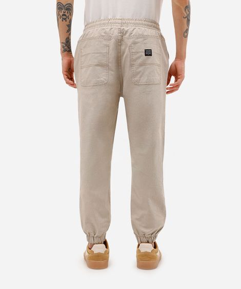 calça jogger de sarja bege