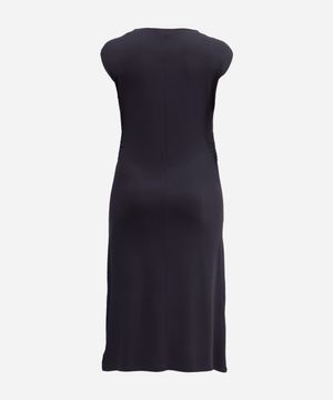 vestido feminino midi de viscose manga japonesa plus size preto