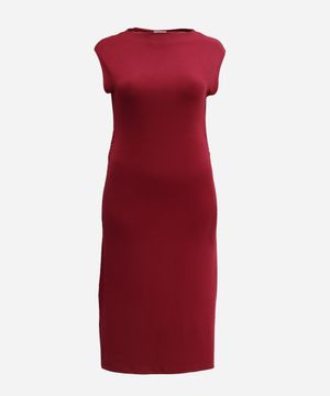 vestido feminino midi de viscose manga japonesa plus size vinho