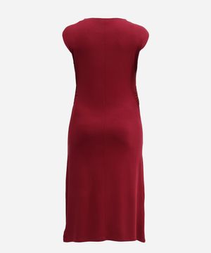 vestido feminino midi de viscose manga japonesa plus size vinho