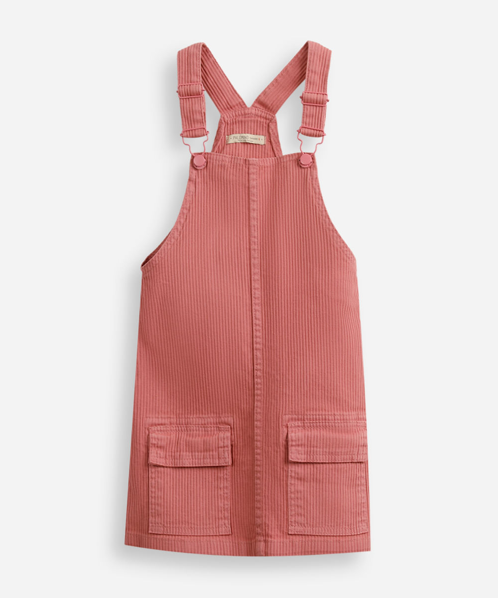 salopete infantil de sarja com bolso  - rosa velho
