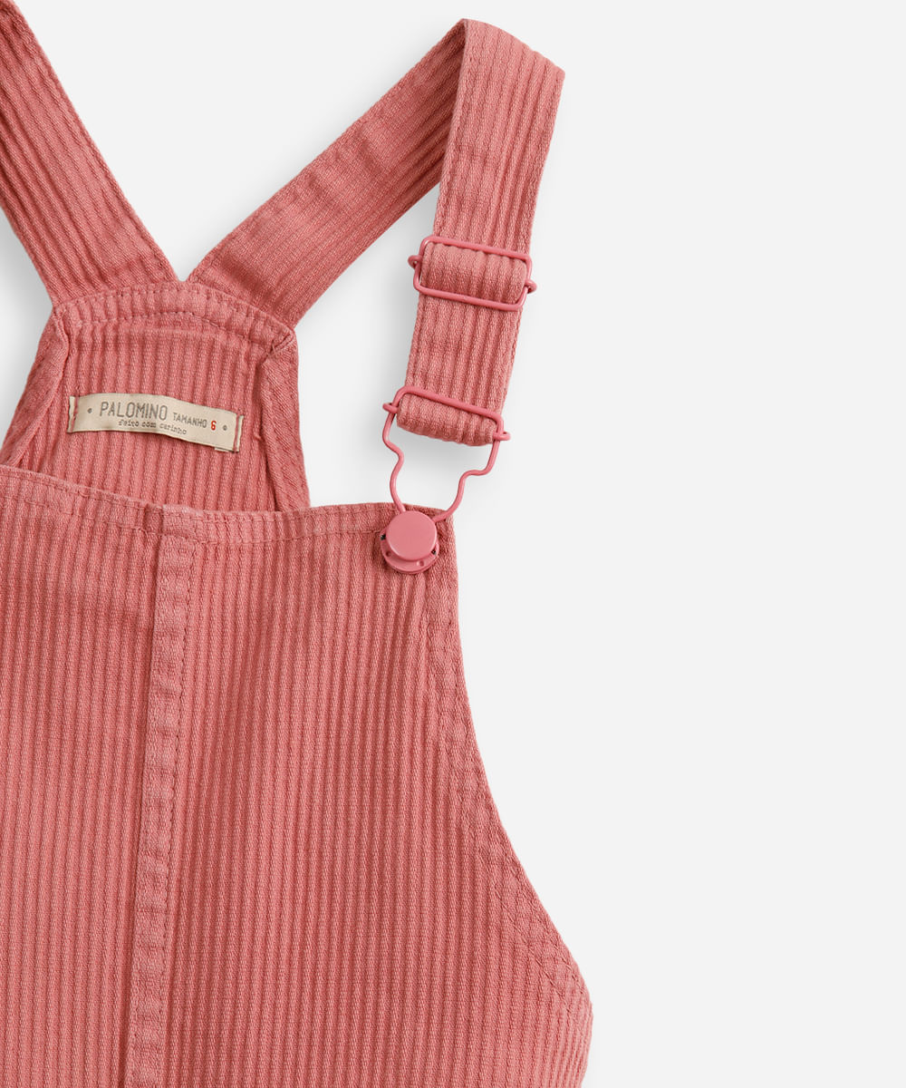 salopete infantil de sarja com bolso  - rosa velho