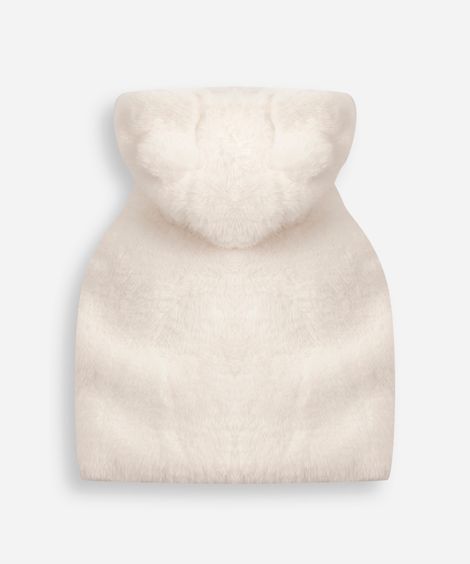 colete infantil de pelúcia com capuz off white