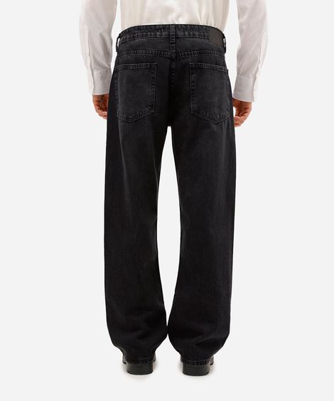 calça reta masculina jeans preta