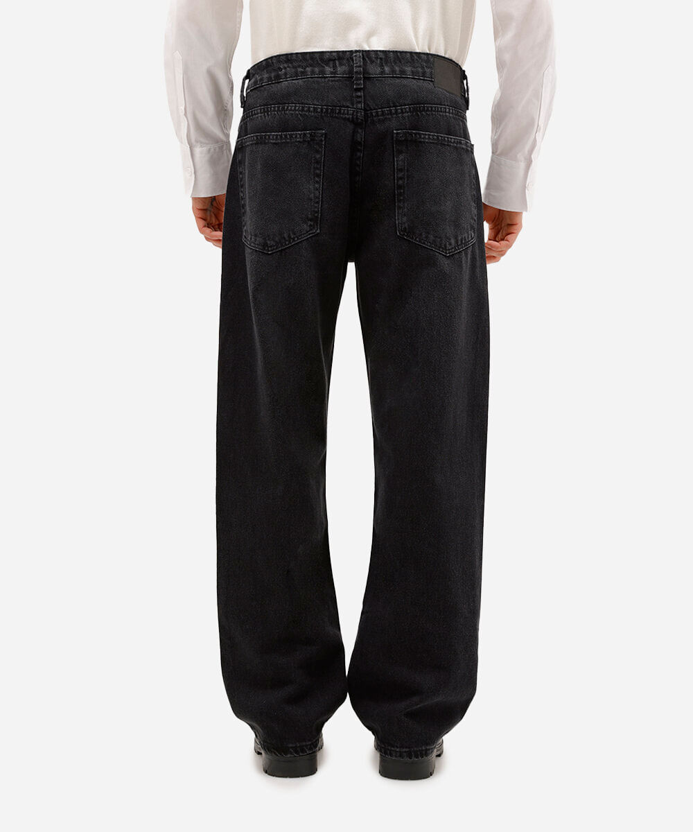 calça reta masculina jeans preta