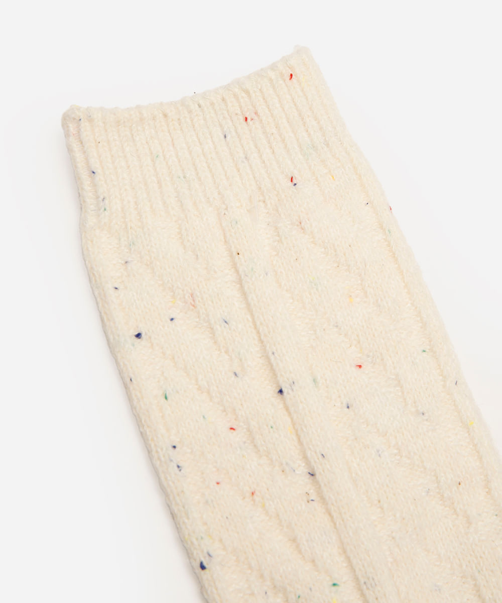 meia feminina de tricot cano longo - off white