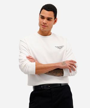 camiseta masculina de algodão manga longa estampada off white