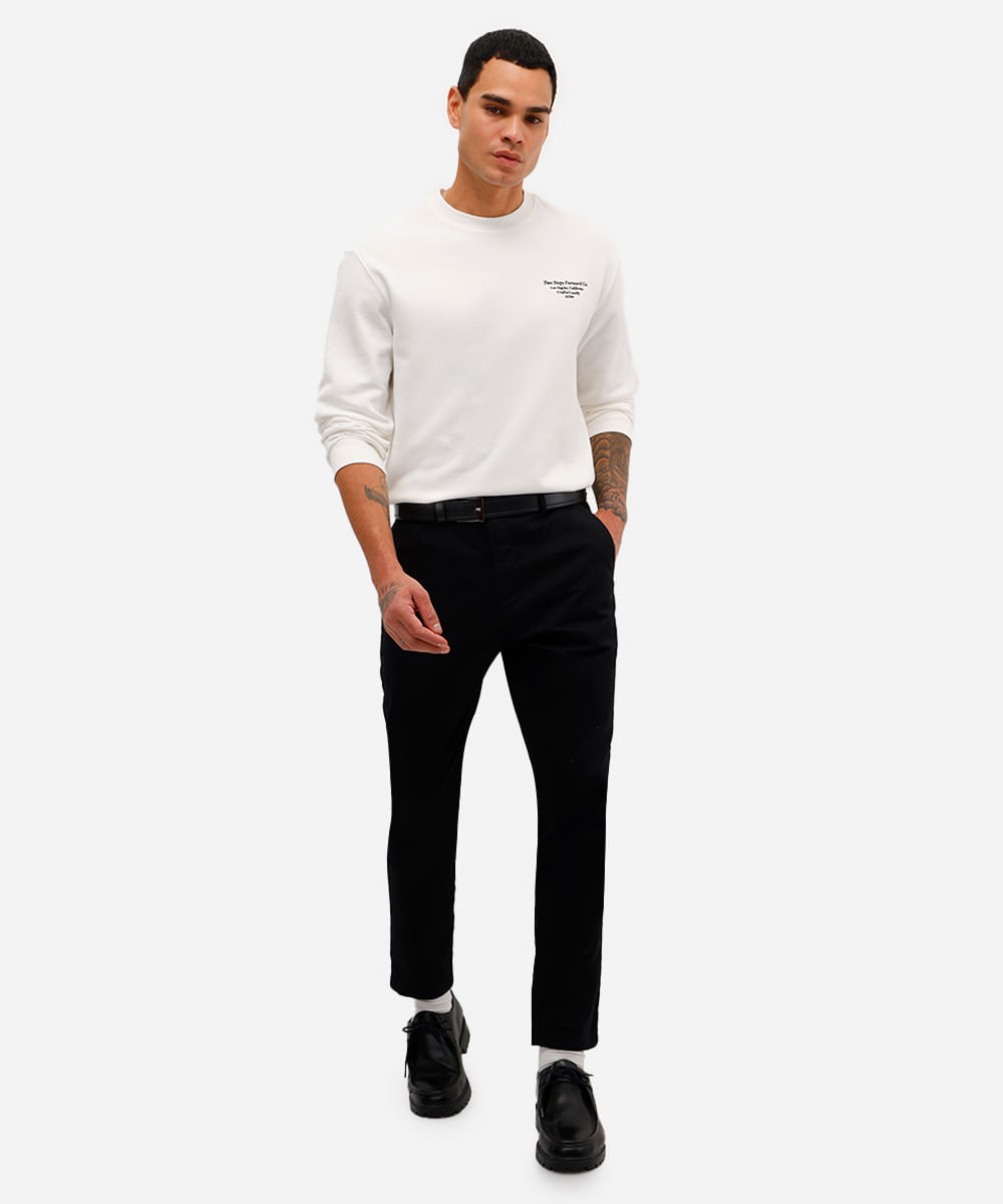 camiseta masculina de algodão manga longa estampada off white