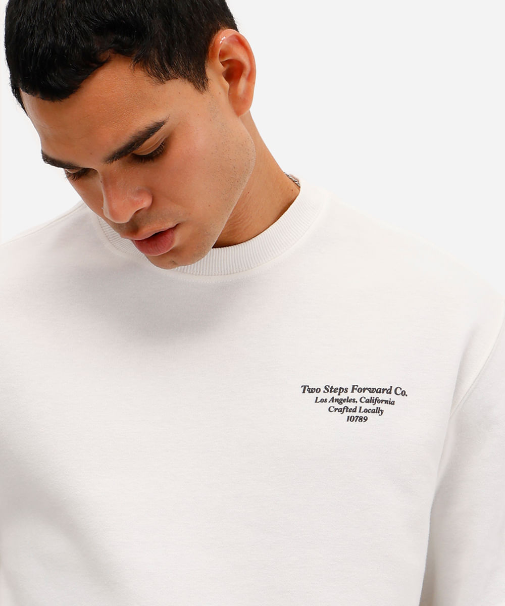 camiseta masculina de algodão manga longa estampada off white