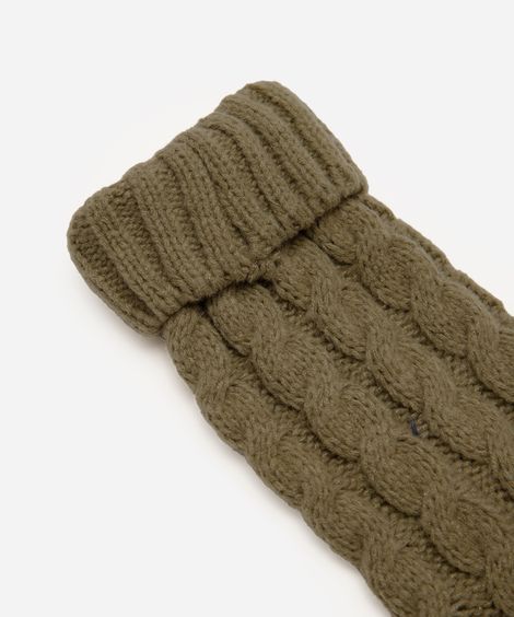 meia feminina de tricot cano longo texturizada verde