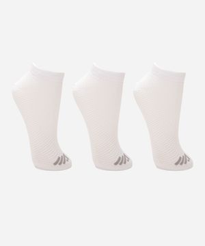 kit de 3 pares de meias respiráveis cano baixo ace branco