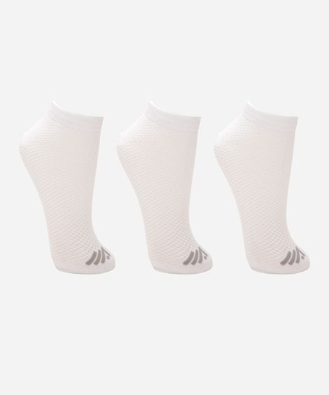 kit de 3 pares de meias respiráveis cano baixo ace branco