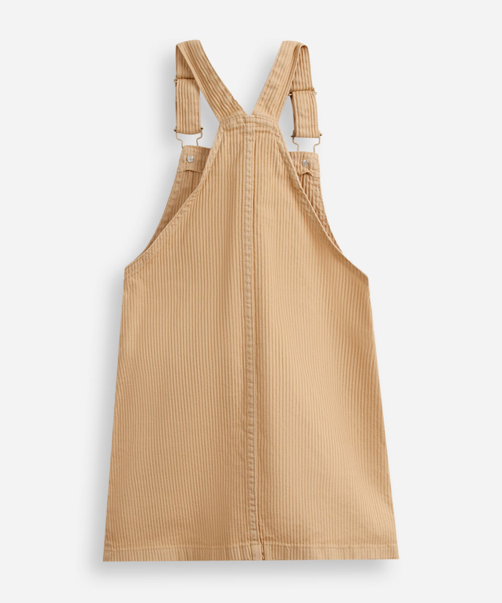 salopete infantil de sarja com bolso  - bege medio