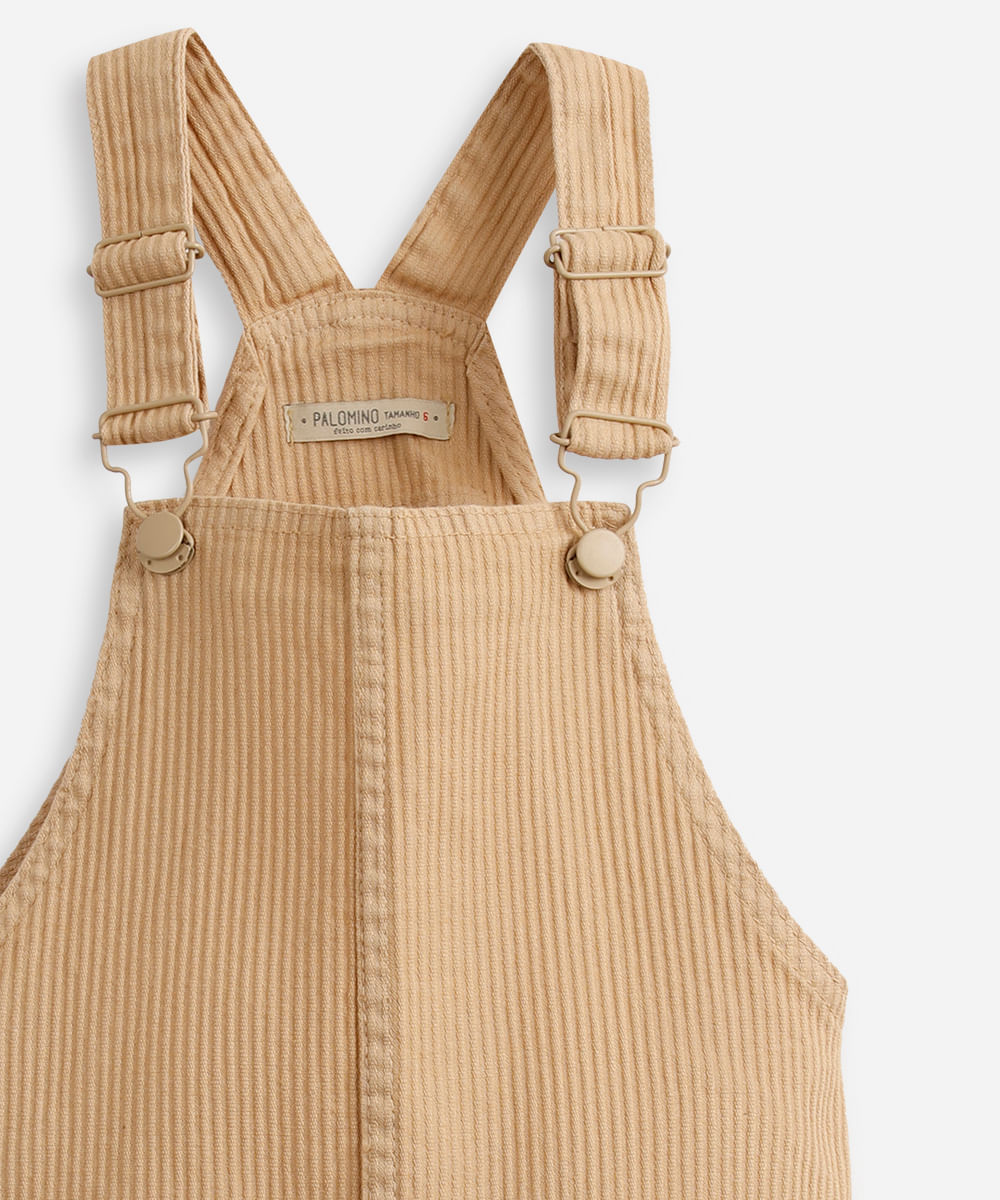 salopete infantil de sarja com bolso  - bege medio