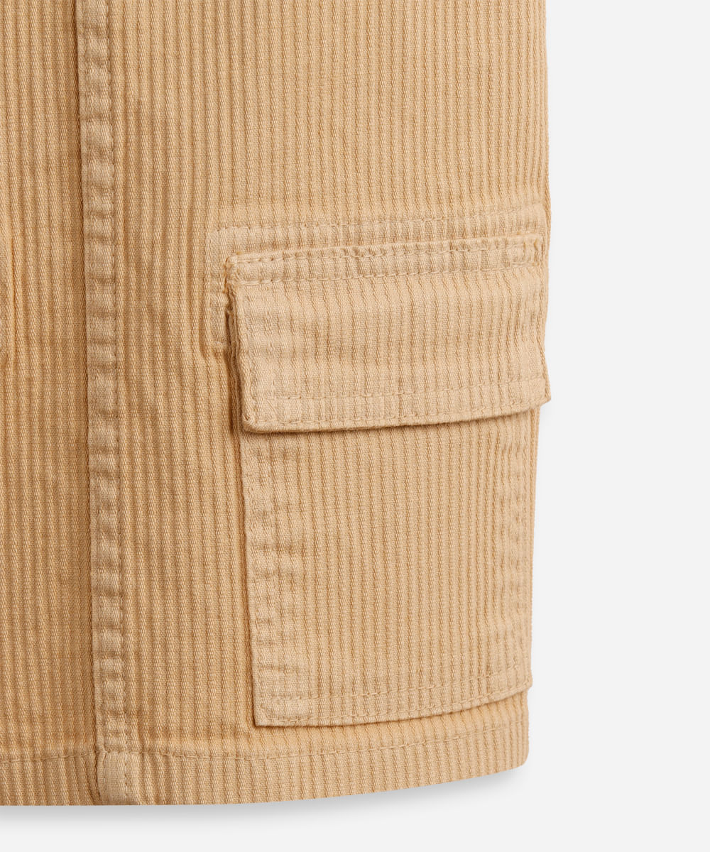 salopete infantil de sarja com bolso  - bege medio