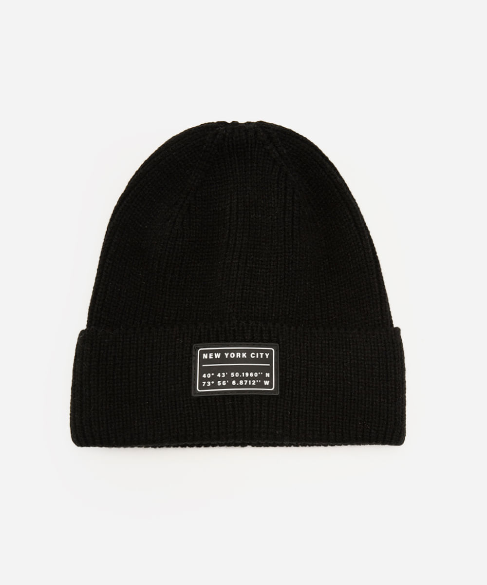 gorro infantil texturizado new york  preto