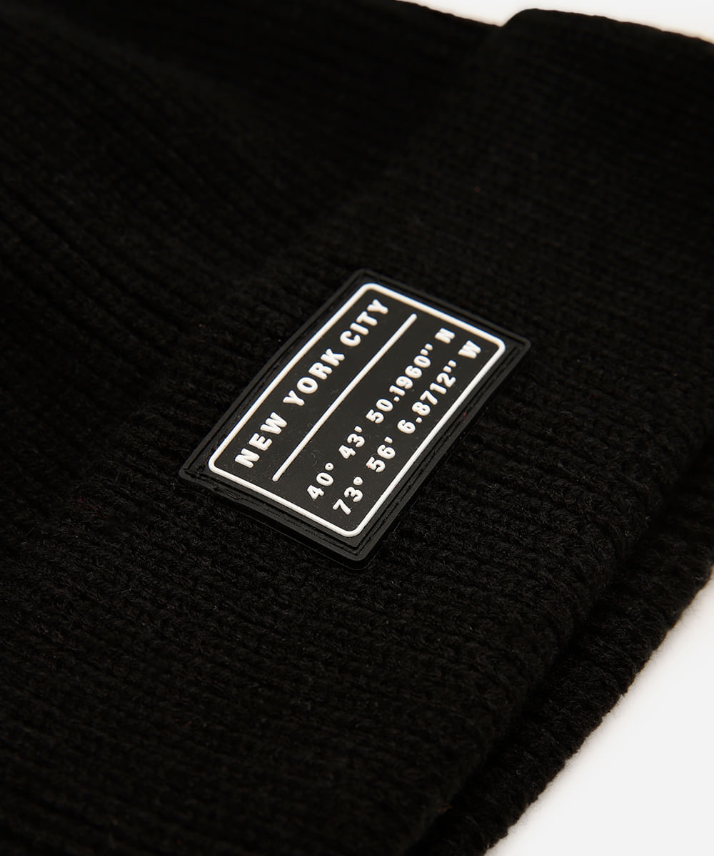 gorro infantil texturizado new york  preto