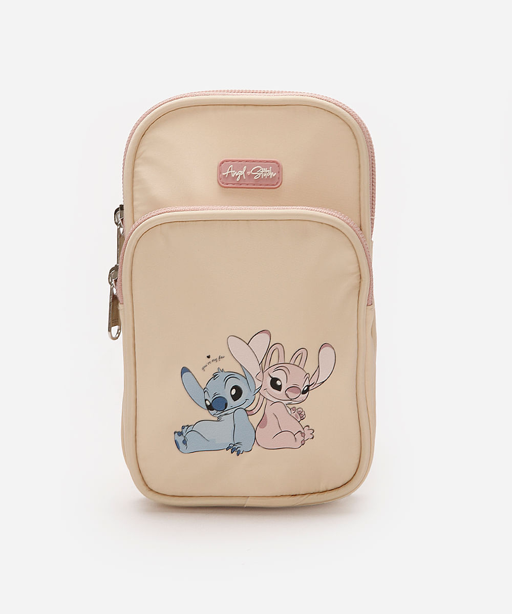 bolsa infantil transversal stitch e angel bege