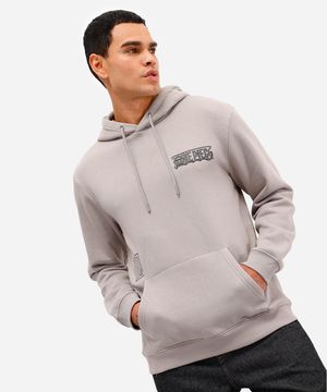 blusão masculino de moletom felpado com capuz one piece cinza