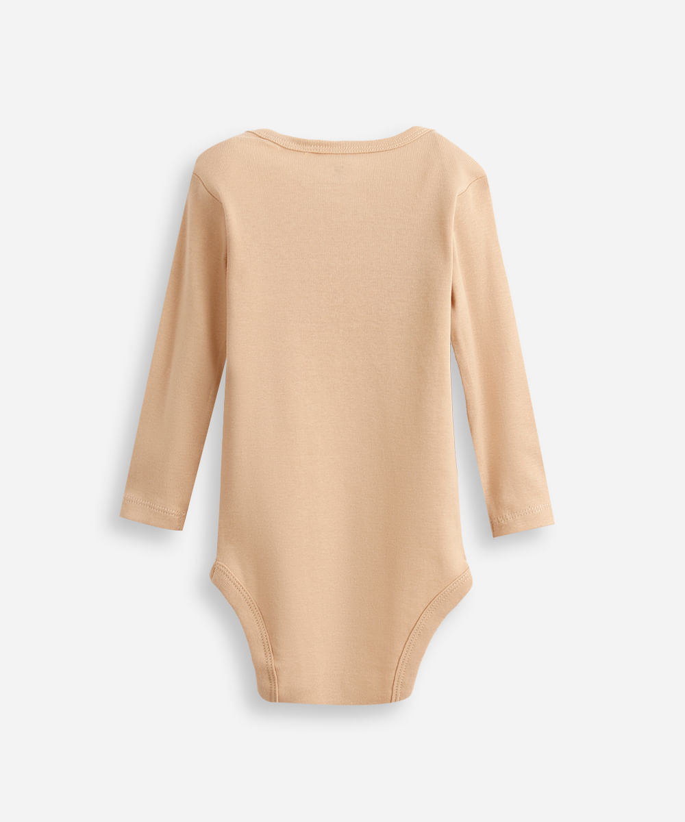 kit de 3 bodies infantis algodão girafa - bege medio