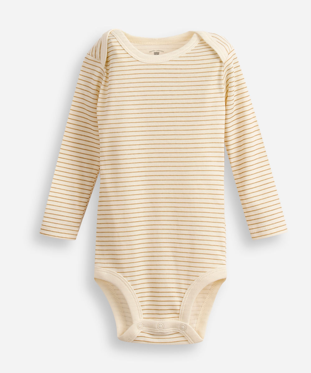 kit de 3 bodies infantis algodão girafa - bege medio