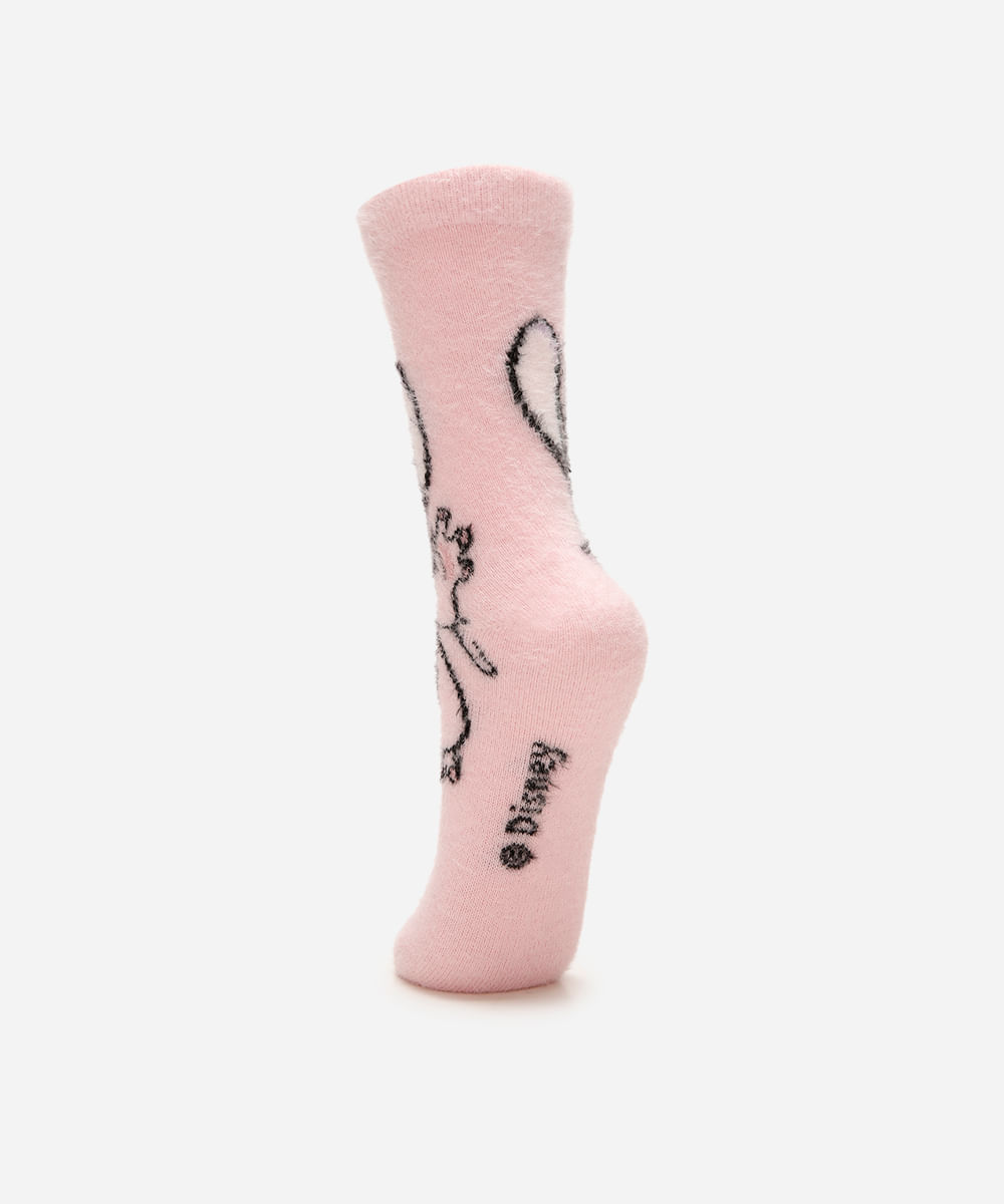 meia feminina de tricot cano longo angel rosa