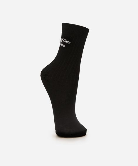 meia feminina cano longo self care club preta