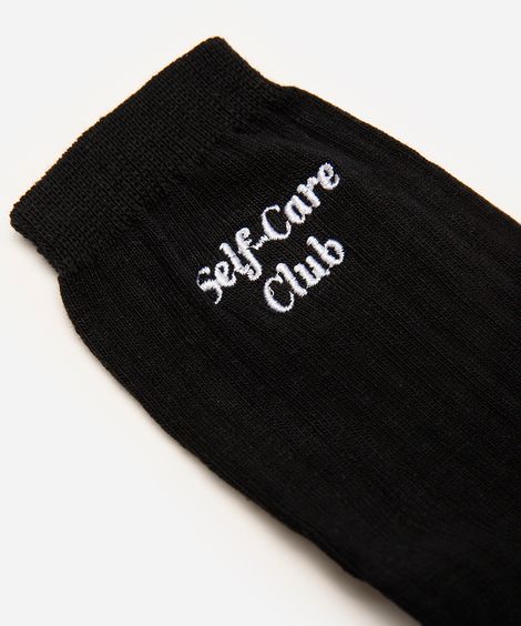 meia feminina cano longo self care club preta