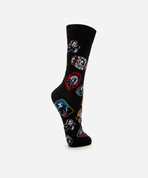meia masculina cano longo gato felix - preto