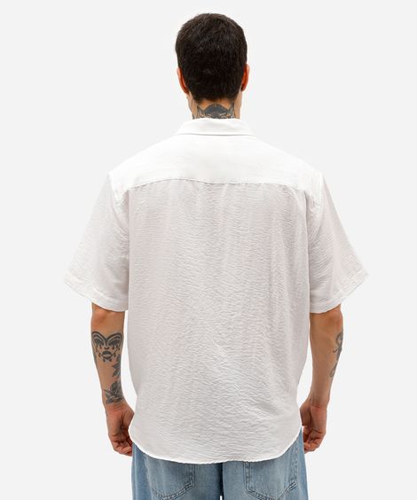 camisa manga curta texturizada branca