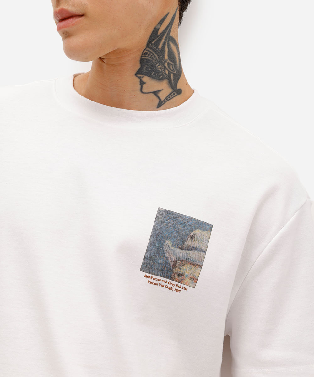 camiseta masculina manga curta vincent van gogh off white