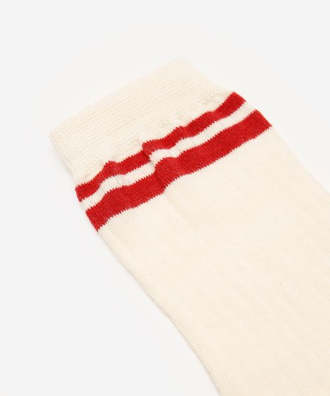 meia feminina cano longo listrada - off white