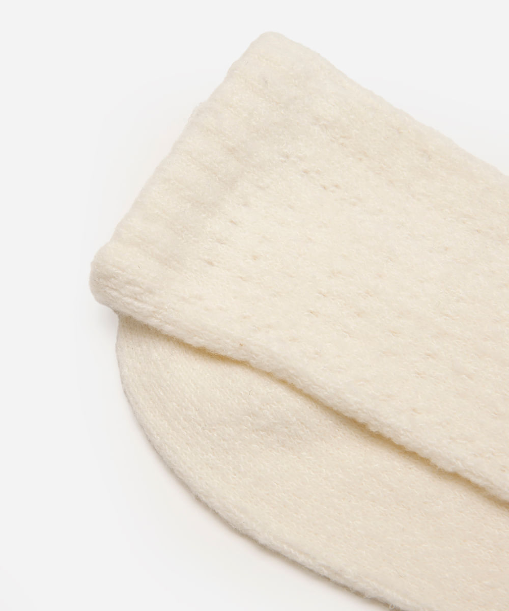 meia feminina de tricot cano longo off white