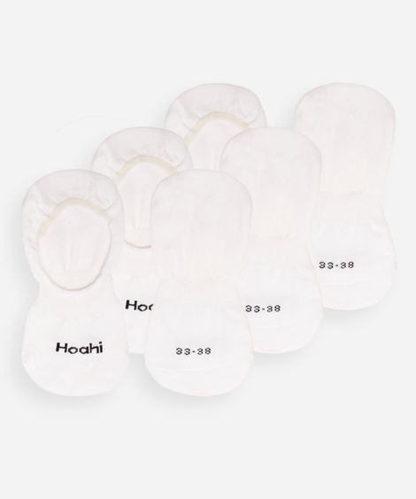 kit de 3 pares de meias femininas invisíveis branco