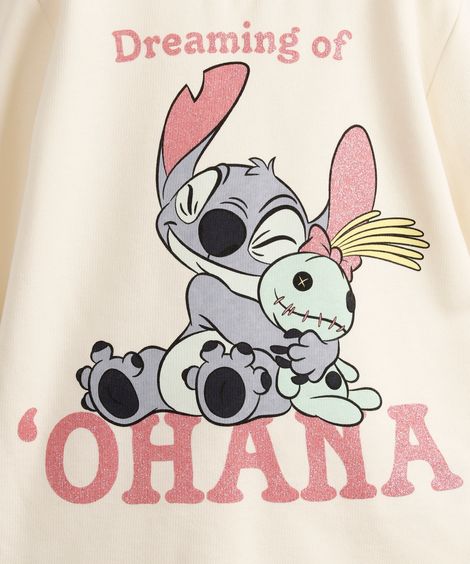 pijama longo infantil moletinho stitch off white