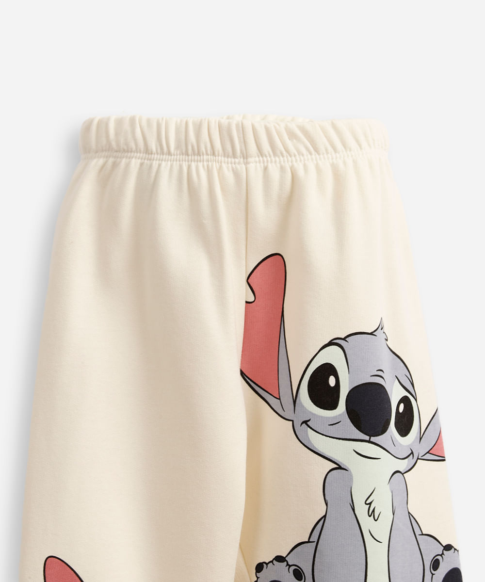 pijama longo infantil moletinho stitch off white