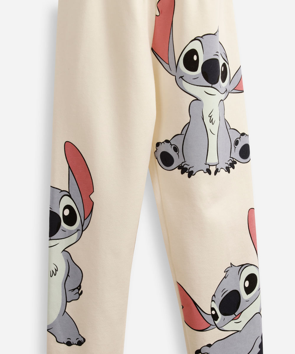 pijama longo infantil moletinho stitch off white