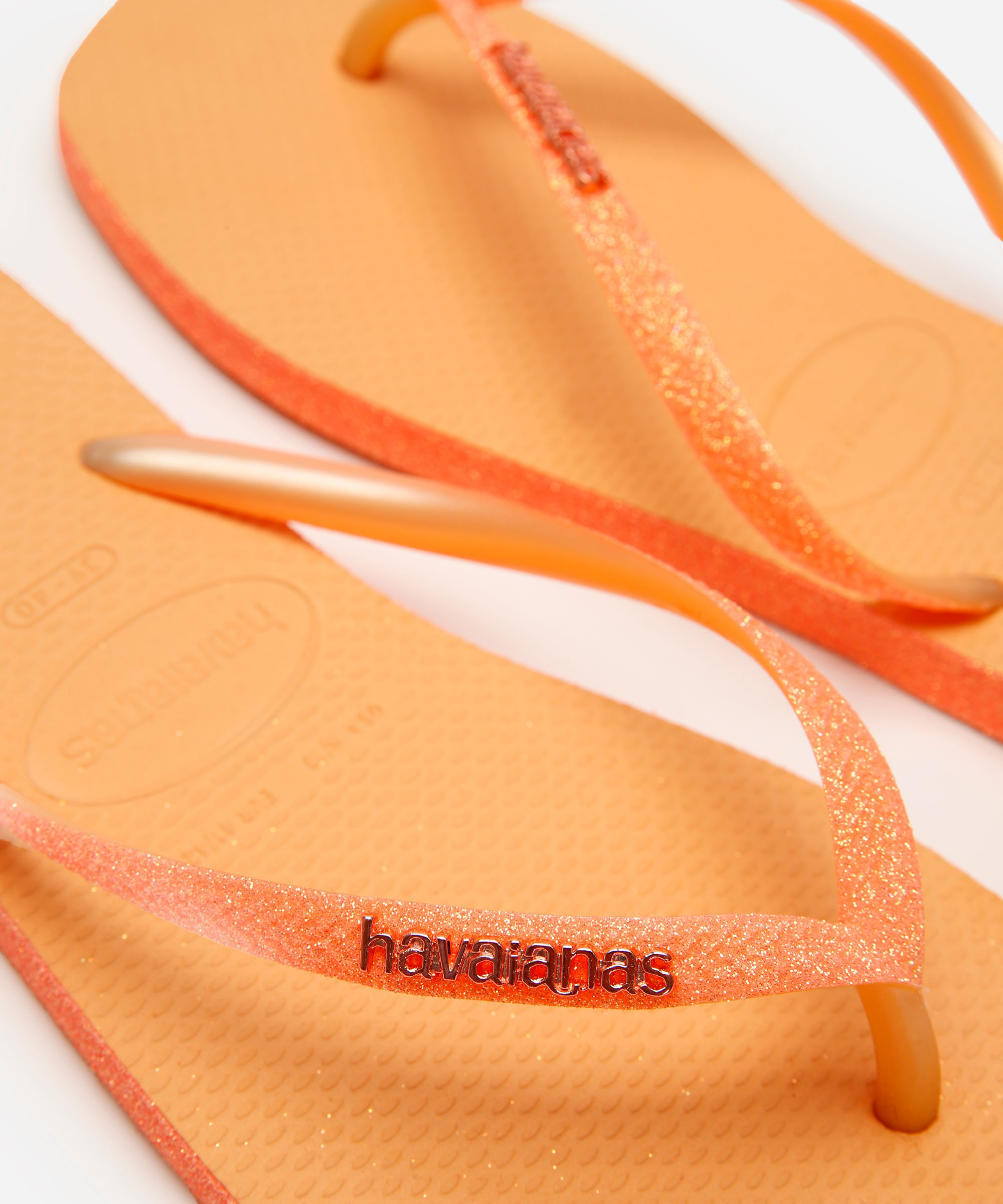 chinelo havaianas slim texturizado laranja