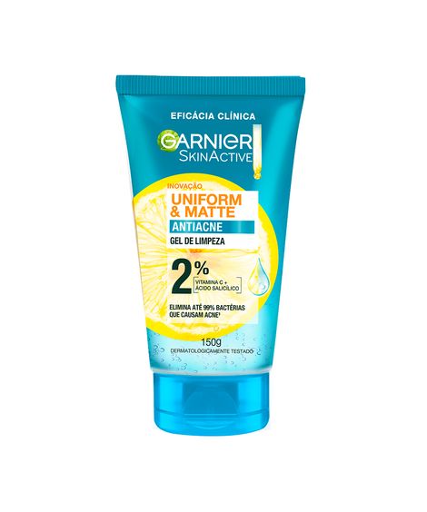 gel de limpeza garnier uniform & matte antiacne 150g