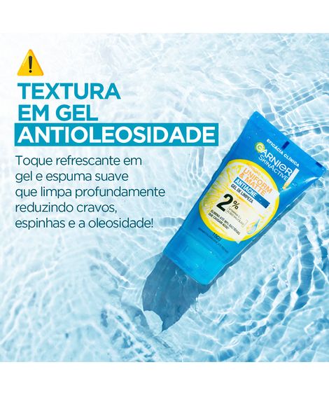 gel de limpeza garnier uniform & matte antiacne 150g