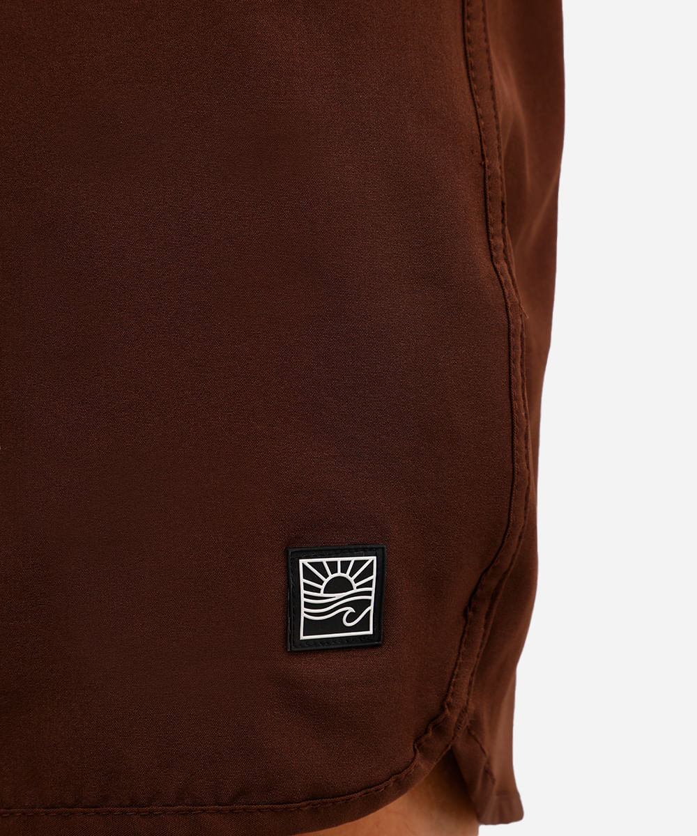 short masculino cós elástico bolso com zíper marrom