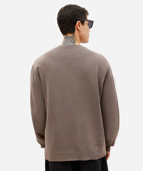 blusão masculino de moletom sem felpa estonado marrom