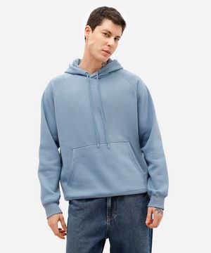 blusão básico masculino de moletom com capuz azul
